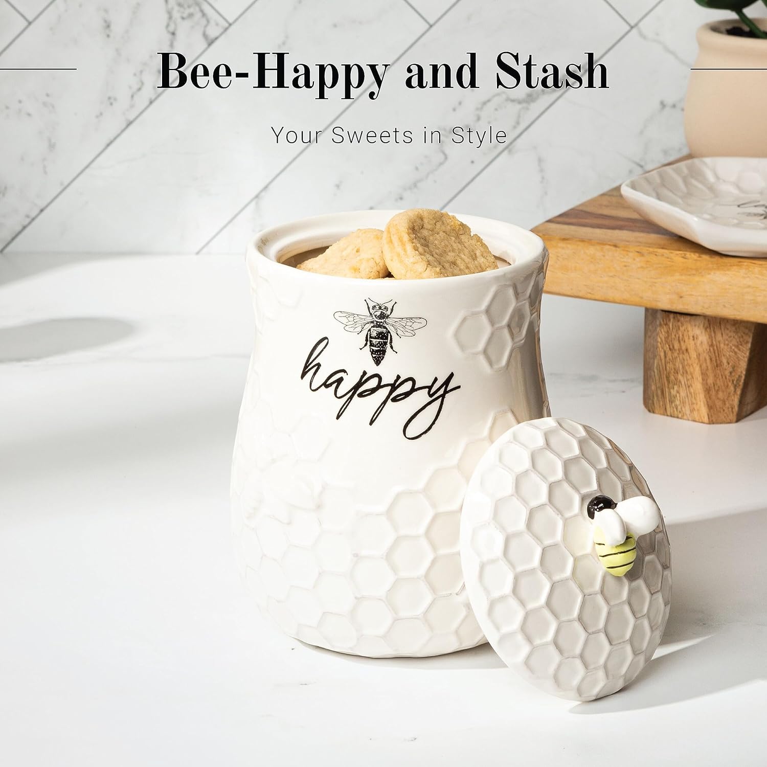 Honey Jar with wooden Hone Dipper, Farmhouse Kitchen Decor Honey Jar with wooden Hone Dipper, Farmhouse Kitchen Decor